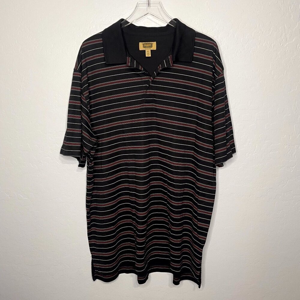 Foundry Black White Red Stripe Short Sleeve Polo 2XLT